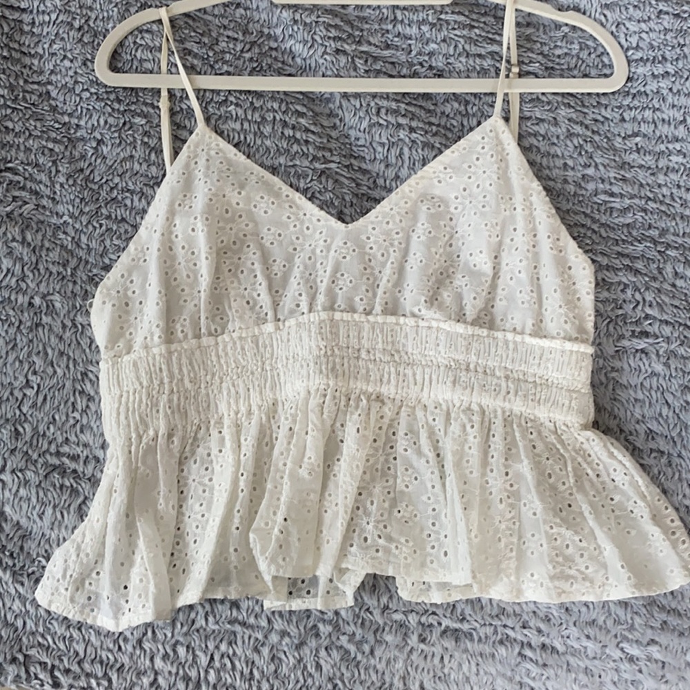 PacSun Cotton Candy LA White Eyelet Peplum Top - Picture 2 of 3